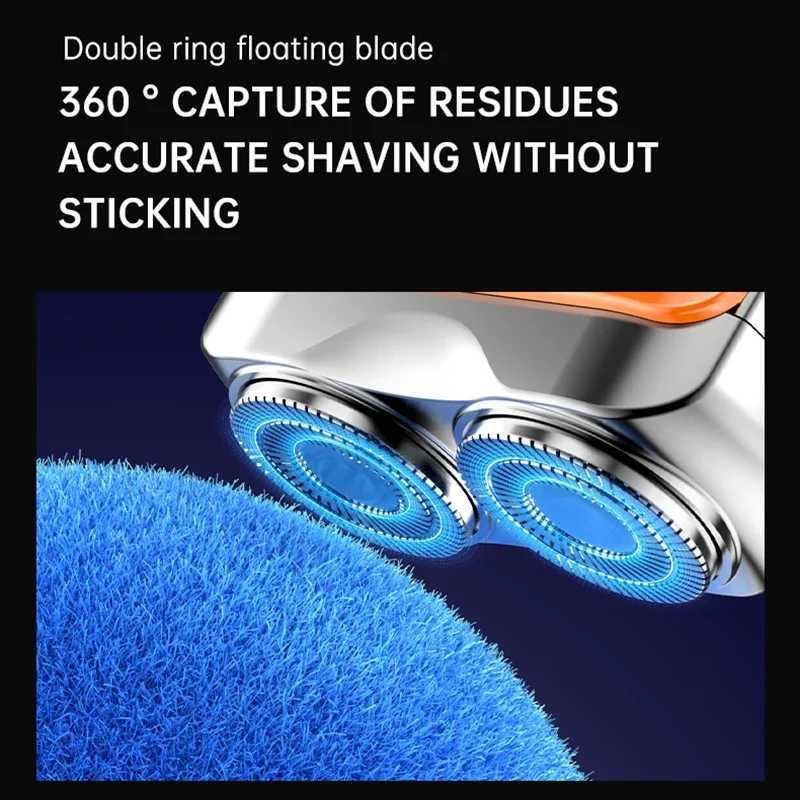 MINI Travel Electric Shaver For Men Double Floating Magnetic Blade Head Portable Beard Knife Rechargeable Rotary Electric RazorXJ241207