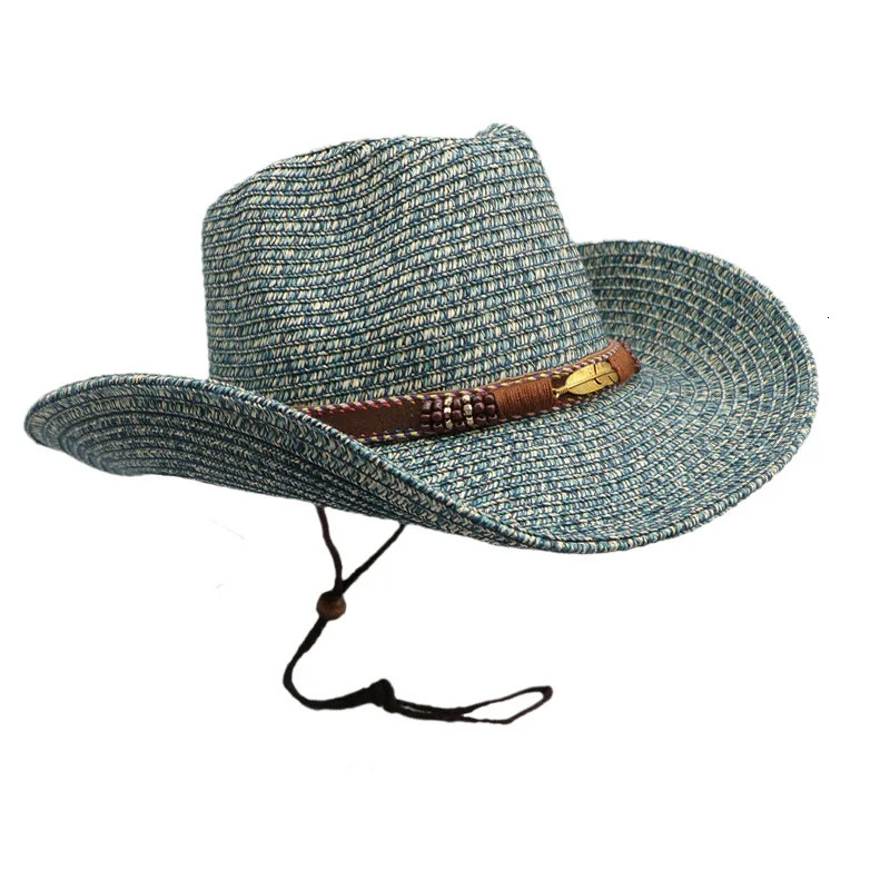 Summer Western Cowboy Hat Retro Style Sunset Cowboy Straw Hat 241206