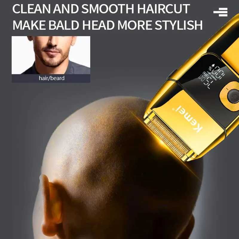 Kemei Professional Metal Housing Electric Shaver For Men Beard Rechargeable Hair Electric Razor Bald Head Shaving Machine BarberXJ241207