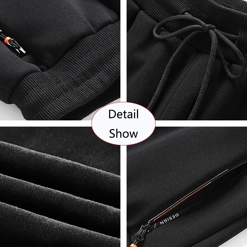 8XL Mens Winter Warm Thick Sports Pants Casual Wool Fashion Outdoor Jogger Trouser 241206