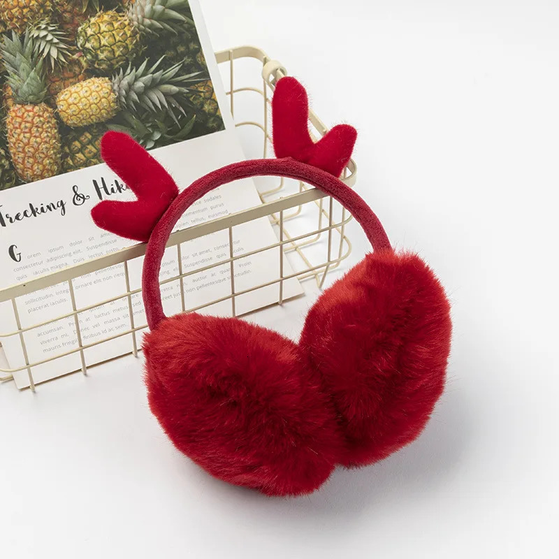 ly arrived cute ant pink plush earmuffs for winter warm and fashionable stretchable rabbit fur earmuffs for women and girls 241205