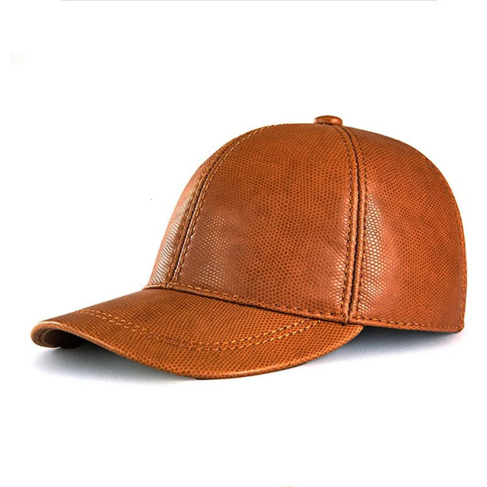 LA SPEZIA Winter Hat Mens Real Leather Baseball Hat Mens Cowboy Leather Adjustable Dad Hat Mens Burgundy Black Brown Coffee Blue 241206