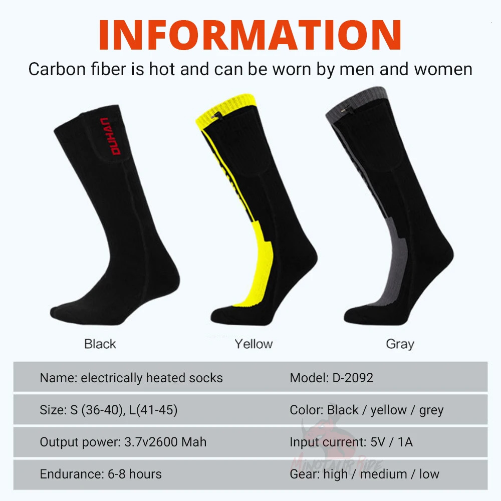 DUHAN Motorcycle Socks Winter Foot Adjustable Warm Electric Warm Socks Battery Power 241206