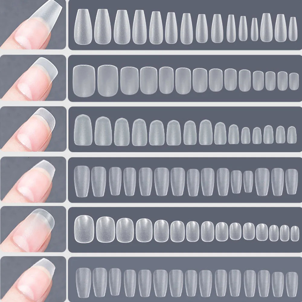 120pcsbag Matte Press On Nail Tips Soft Full Cover False Nails Oval Almond Sculpted Fake Nail 241206