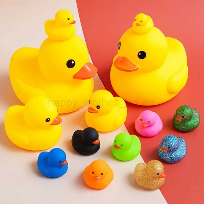 Cute Duck Baby Bath Toys Squeeze Animal Rubber Toy BB Duck Bathing Water Toy Race Squeaky Rubber Yellow Duck Toys for Kids GiftsXJ241207
