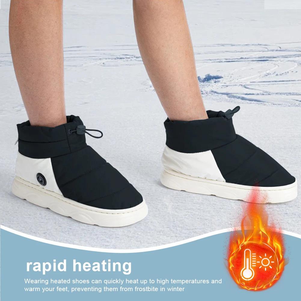 1 pair of electric heating shoes thickened winter warm shoes 3-level rechargeable wear-resistant anti slip snow boots 241206