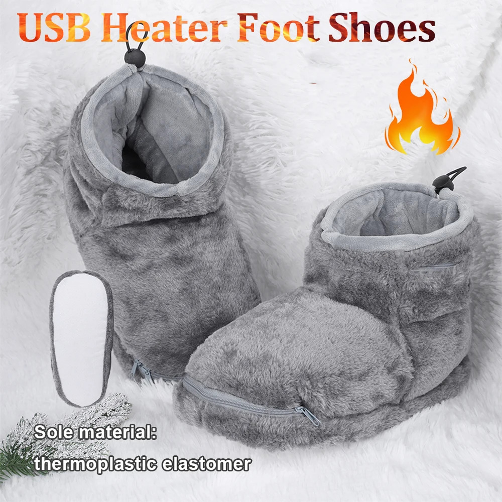 Mens womens winter warm feet shoes warm electric slider washable comfortable snow boots plush 241206