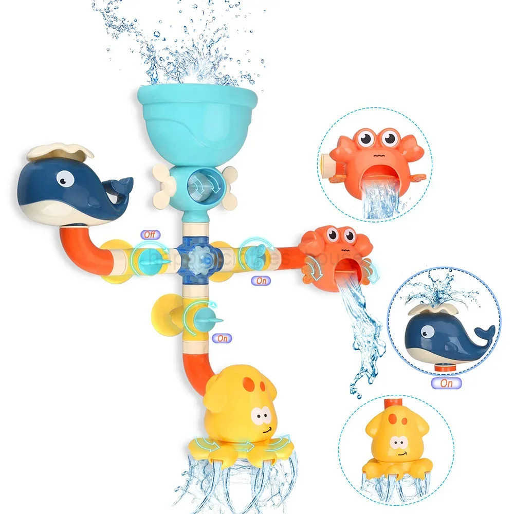 Baby Bath Toys Bathtub DIY Pipes Tubes Bath Time Water Game Spray Swimming Bathroom Toys for Toddlers Kids Gifts Birthday GiftXJ241963