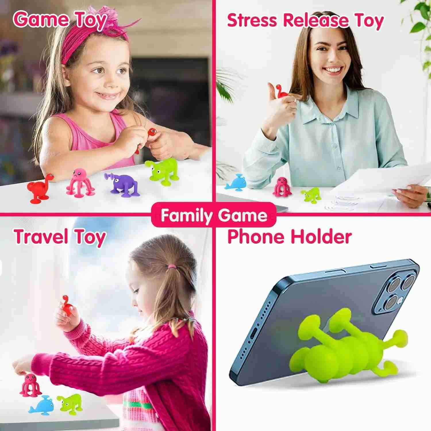 Baby Sucker Bath Toys for Kids Boys Girls Animal Shaped Suction Toys Parent-Child Interactive Game Window Travel Building BlocksXJ241207