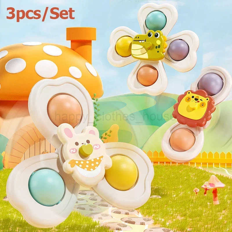3PCS Suction Cup Spinner Toy Baby Bath Funny Game Educational Toys For Children Girls Boys Infant Sensory Stress Reliever GiftXJ247412