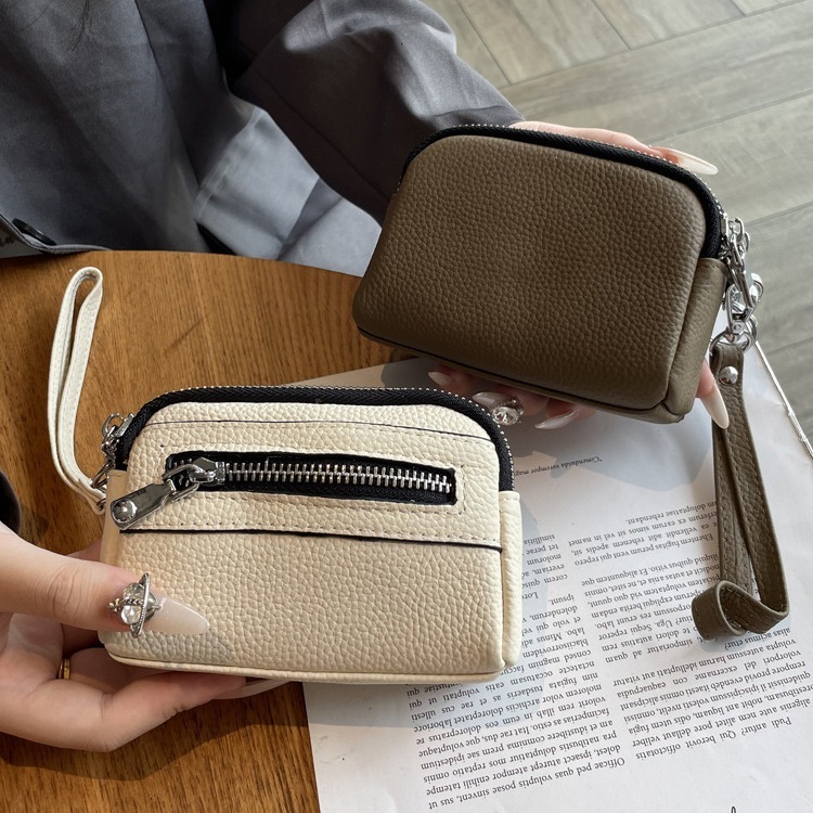 2025S Designer Portable Large Capacity Double Leather Zero Wallet Minimalist Exquisite Women Bag Zipper Handbag
