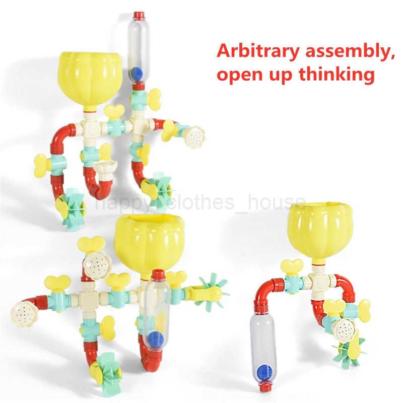 Pipes Baby Toys for Toddler Bath Toys Kids Bath Toys with Fun Widgets Squirters Rotating Spray Water ToyBathtub Waterfall ToyXJ241207