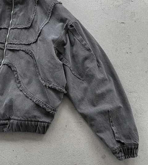 Y2K Gothic Autumn Jacket Harajuku Punk Washed Distressed Black Zipper Sportswear Oversized Mens and Womens Clothing 241206