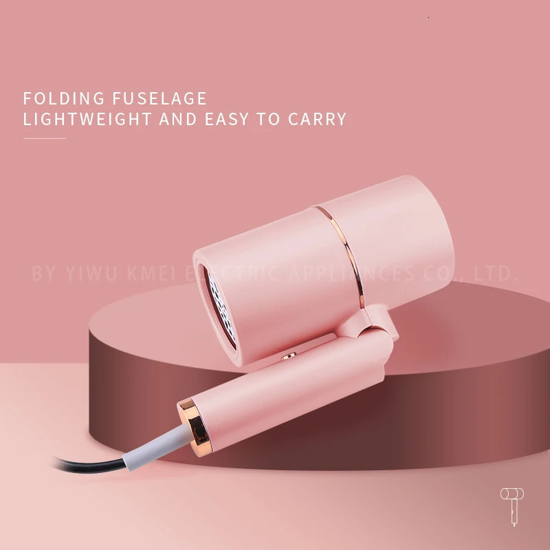 Kemei Professional Blow Dryer Negative Ion Smoother Hair Care Fast Drying Foldable Portable Pink Hair Dryer Home Travel Salon 241206