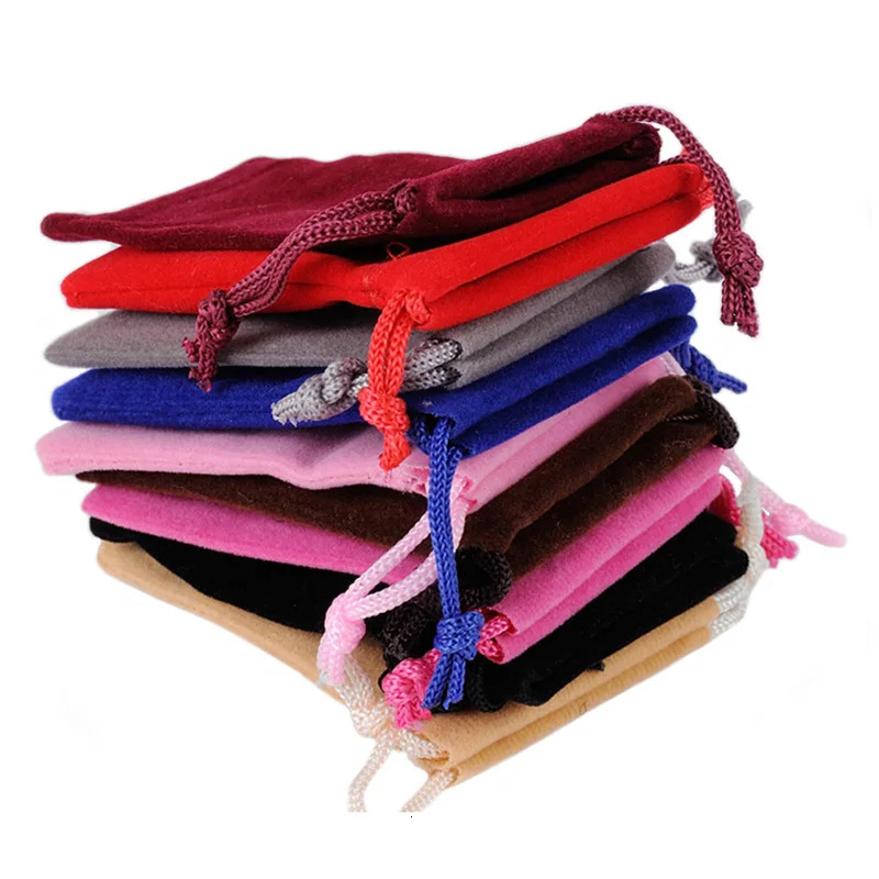 50 pieces/batch 5x7cm 7x9cm 10x12cm velvet packaging bag organic drawstring gift bag wedding jewelry display packaging bag 241206