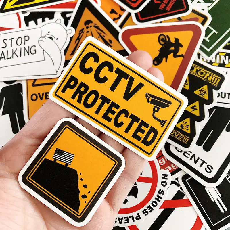 10/30/50 Warning Signs Waterproof Graffiti Stickers Aesthetic Decoration Luggage Laptop Refrigerator Scraper Stickers 241205