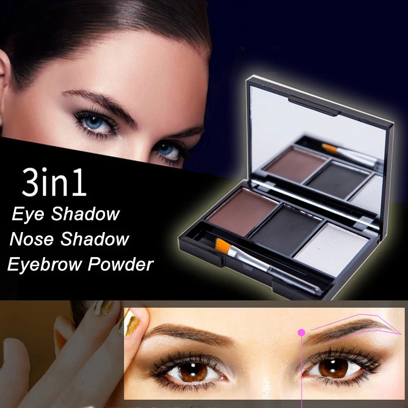 3 Color Eyebrow Powder Palette Cosmetic 3D Eye Brow Enhancer Professional Waterproof Makeup Eye Shadow With Brush Mirror Box 241206