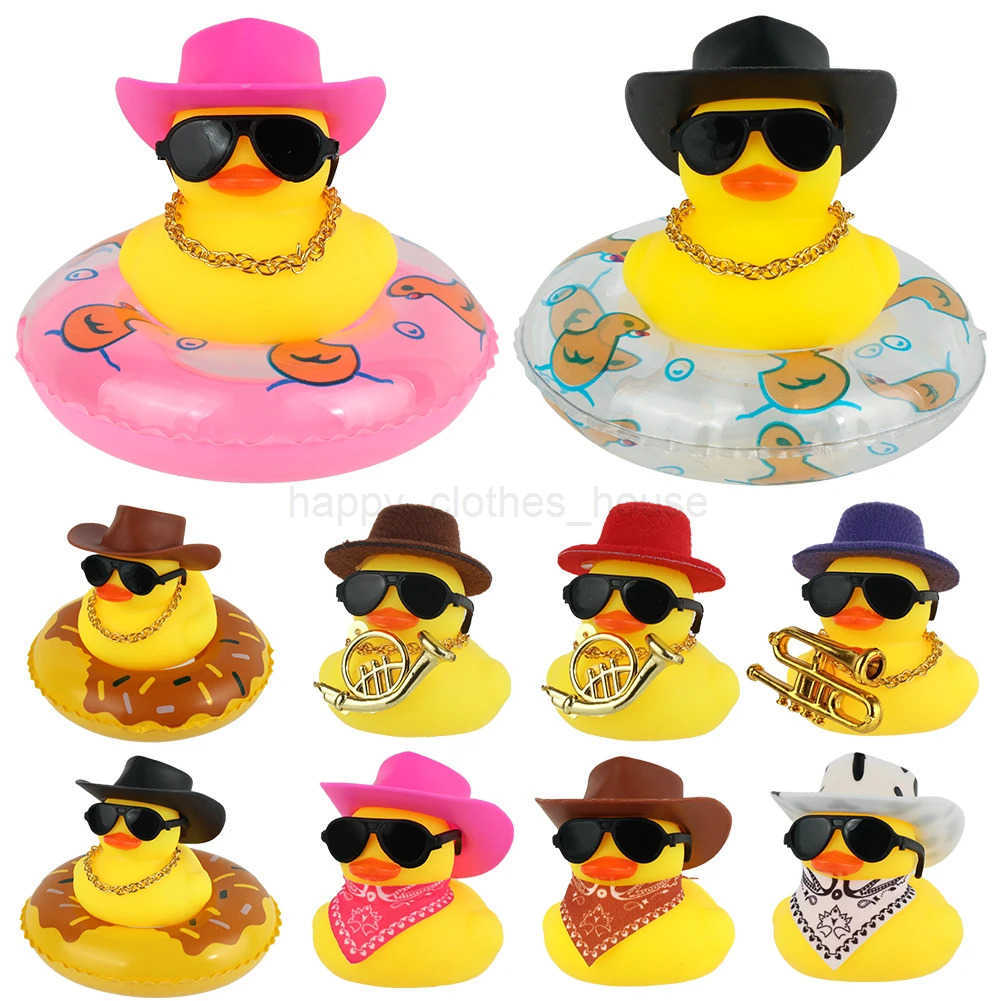 Summer Swimming Ring Yellow Rubber Duck Cute Cowboy Hat Duckies Childrens Pool Duck ToysXJ241207