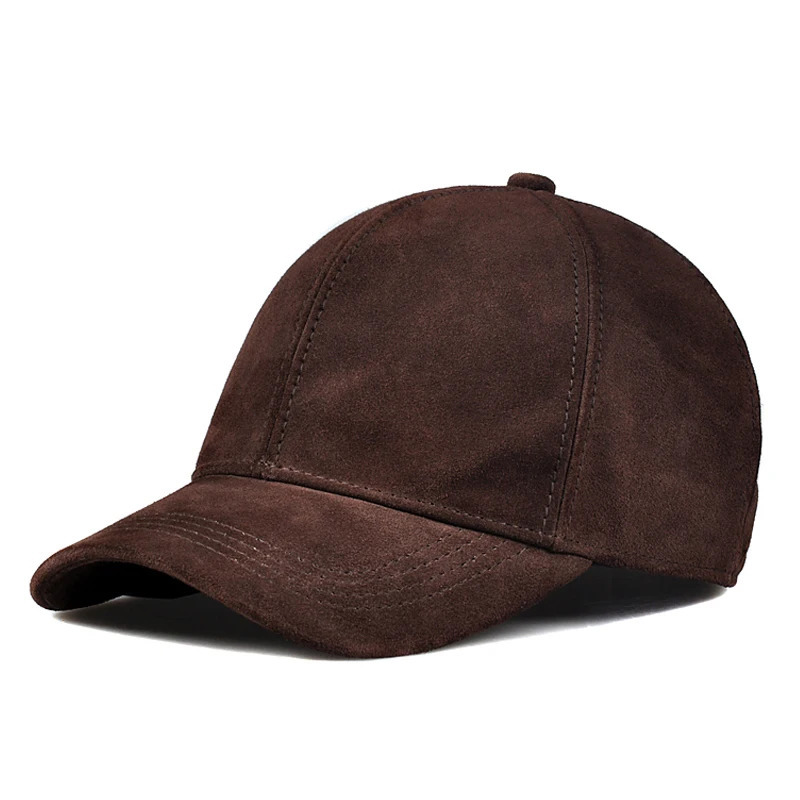 Leather Hat Mens Winter Top Nubuck Cowboy Adjustable Baseball Hat Big Brim Suede Casual Fashion Womens Hip Pop Thin Gorra 241206