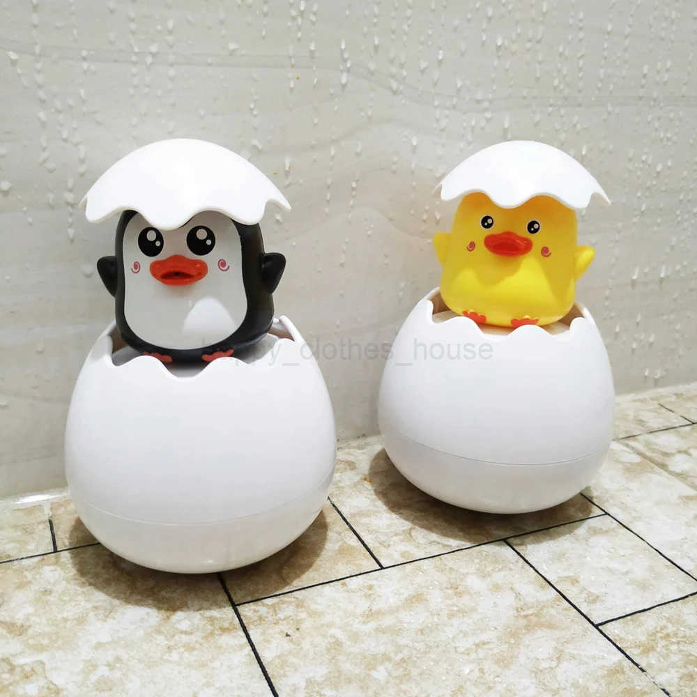 Kids Cute Suction floating water spray penguin yellow duck dinosaur egg Baby Bathing Toy Sprinkling Shower Swimming baby toysXJ241207
