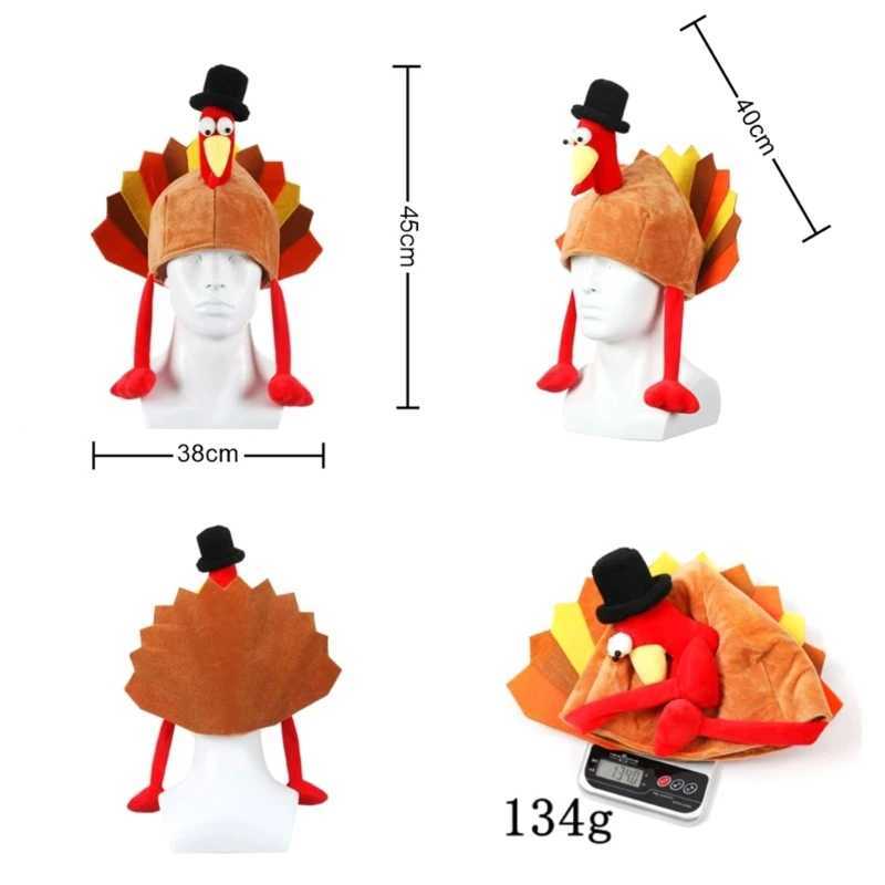 Plush Turkey Thanksgiving Turkey Hat Novelty Cooked Chicken Secret Santa Fancy Costume Dress Up Party DecorationXJ241207