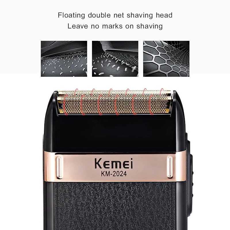 Kemei KM-2024 Rechargeable Shaver for men Waterproof 3D Suspension Electric Shaver Beard bald head with extra mesh USBXJ241207