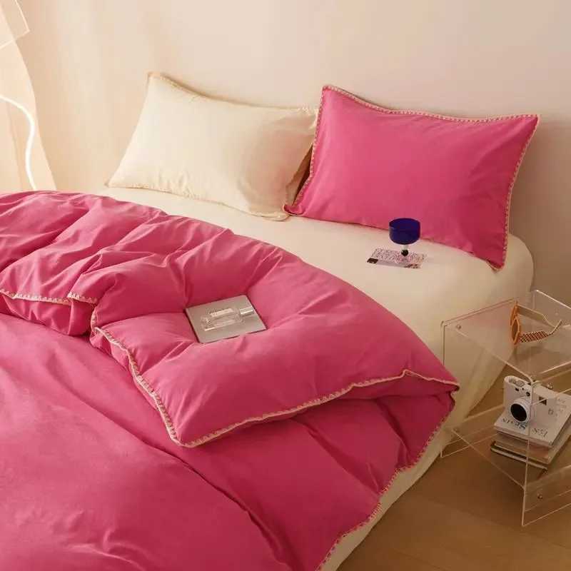 Ins Nordic Duvet Cover Set Quilt Set Korean Style Striped Bed Sheet Set For Girls Bedding Set For BedroomC250122
