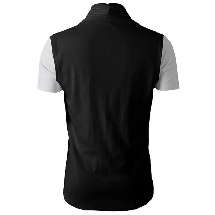 2024 SpringSummer Mens Sleeveless Jacket Street Fashion Knitted Tank Top Open Punk Hip Hop Casual 241206