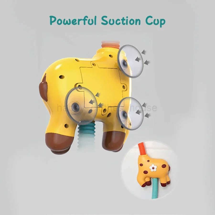 Baby Bath Shower Head Toy Cute Giraffe Baby Stackable Electric Shower Toys Bathtub Water Sprinkler Bathtub Toy For kids ToddlersXJ241207