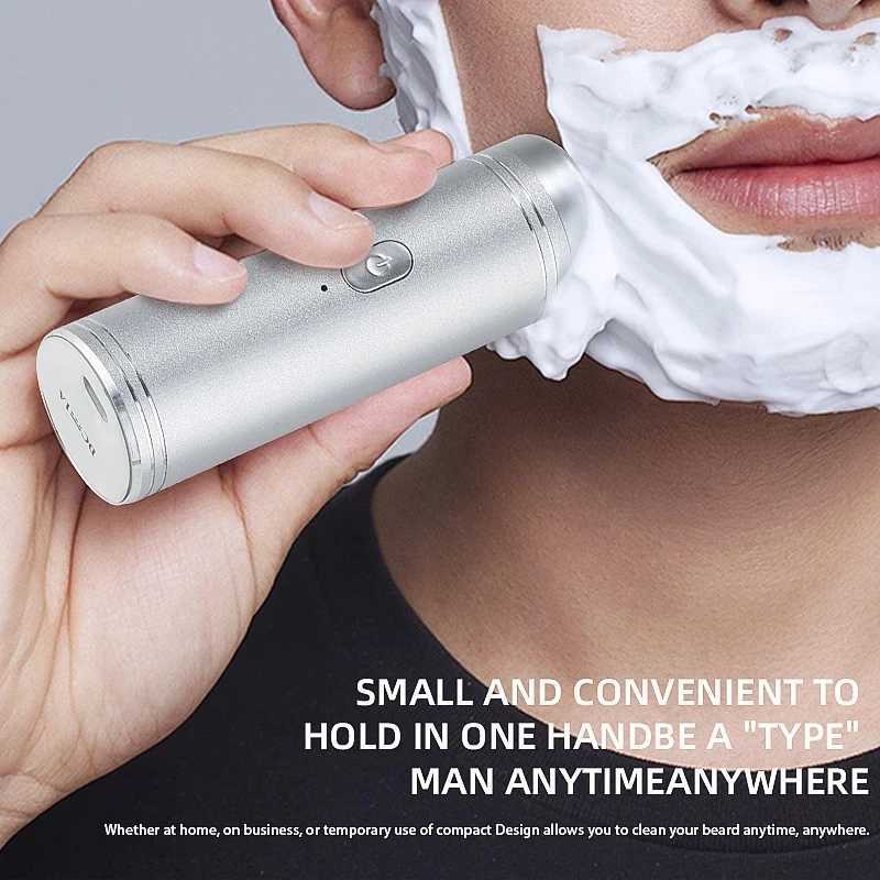 Painless Portable All-sided Facial Hair Trimmer Cutting Machine USB Rechargeable Metal Body Beard Shaver Razor For MenXJ241207