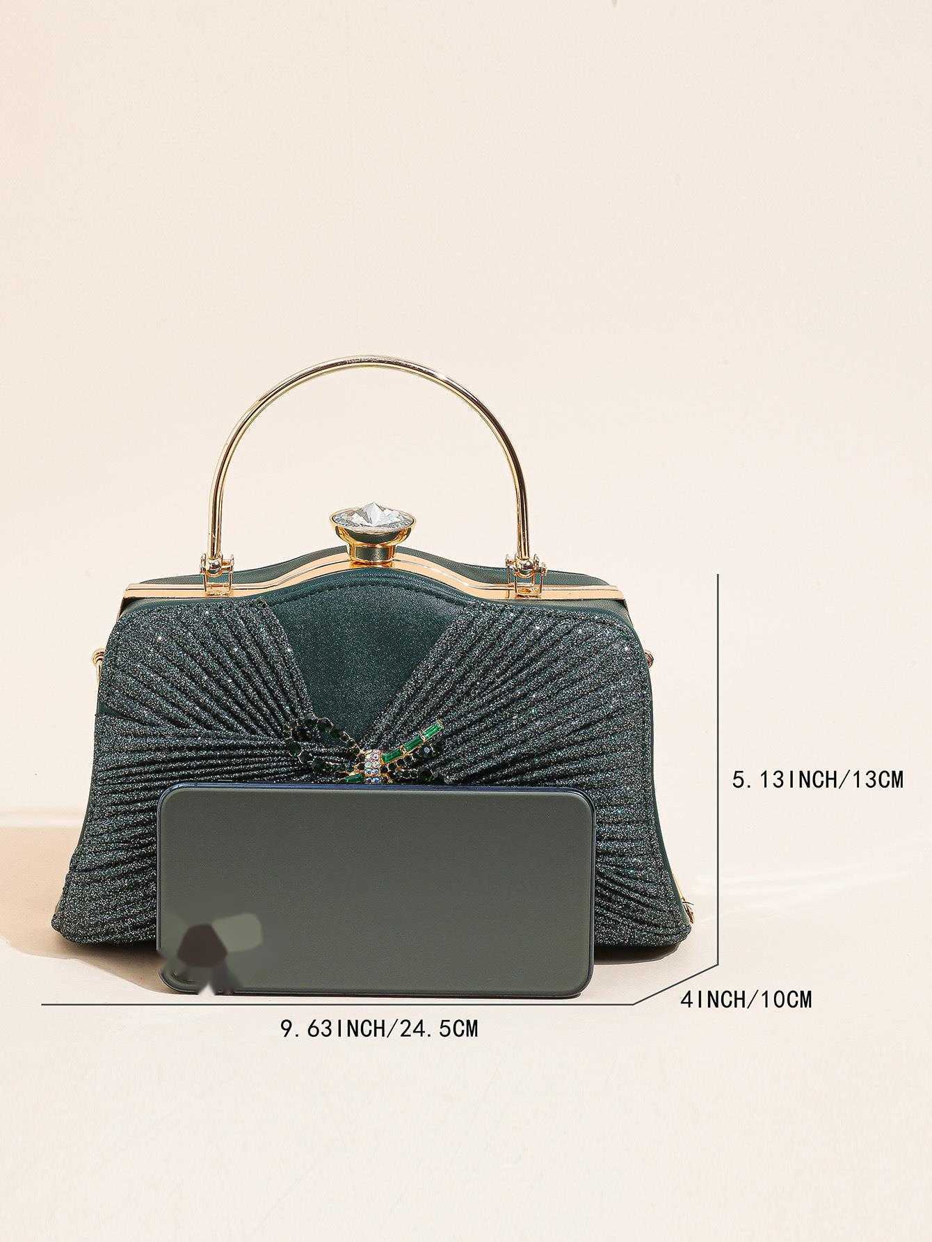 Clutch Bag New Handmade Pleated Dinner Bag Set with Diamonds and Rhinestones Exquisite Dress Party Bag 240920