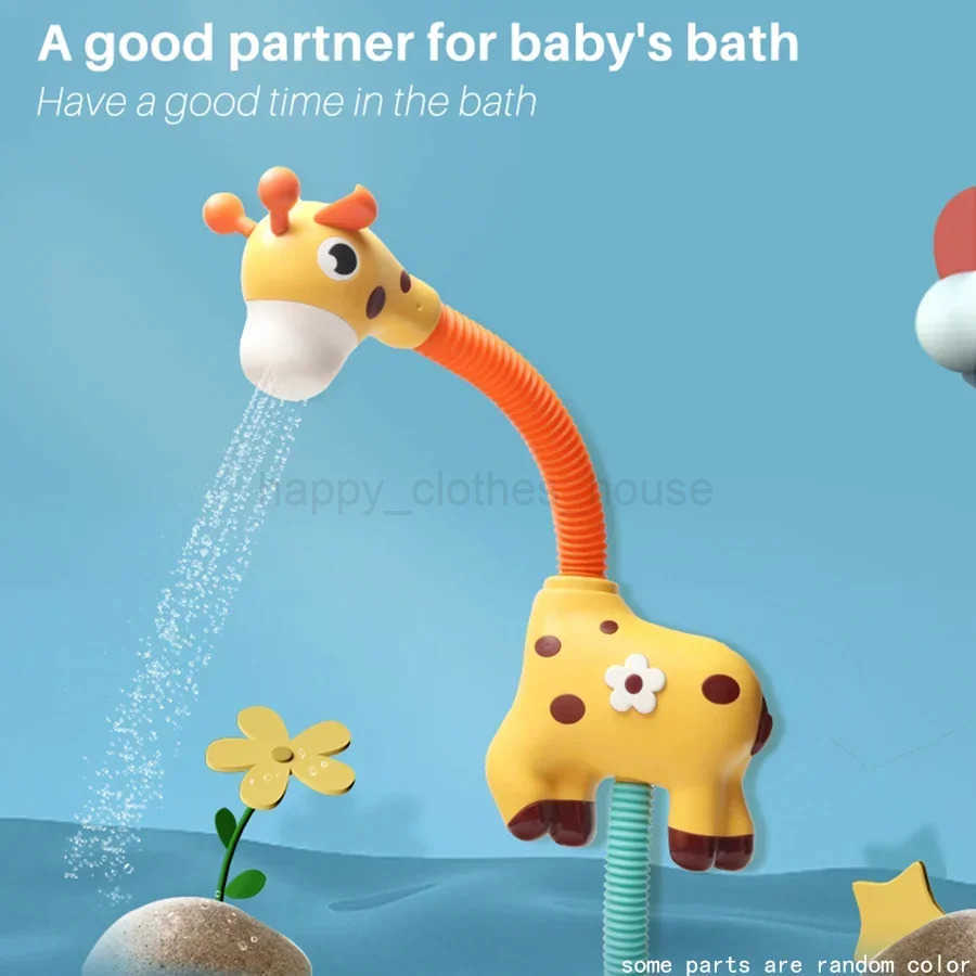 Baby Bath Shower Head Toy Cute Giraffe Baby Stackable Electric Shower Toys Bathtub Water Sprinkler Bathtub Toy For kids ToddlersXJ241207