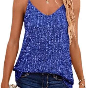 European and American style loose V-neck sleeveless sequin deep V-strap 2024 new casual versatile fashion clothing