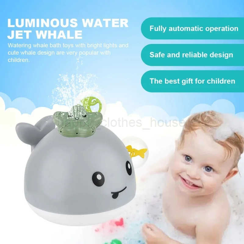 Baby Bath Toys Whale Electric Inductive Water Spray Ball with Light Bathroom Bathtub Swimming Toys for Toddler Infant ChildrenXJ241207