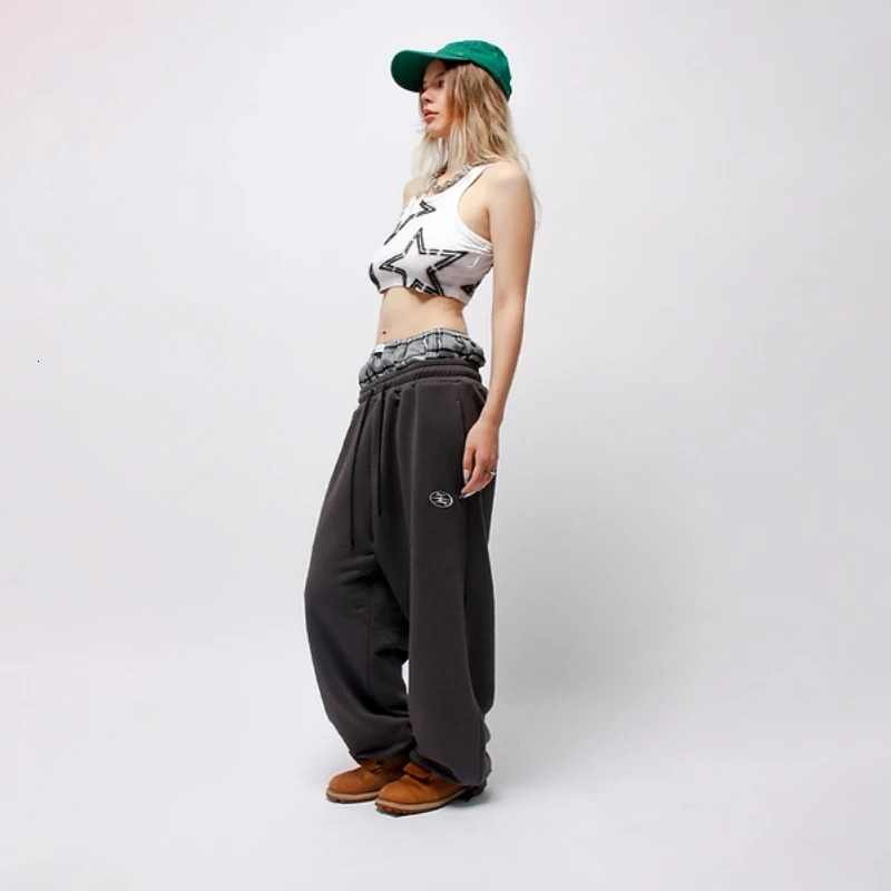 Y2K Retro Sports Pants Trend Double Waist Skateboarding Boxing Pants Hip Hop Mens Street Womens Casual Loose Sports Pants 241205