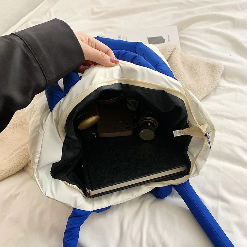 Colorful down womens handbag winter casual portable handbag large capacity shoulder bag Bolsas De Mujer 241205