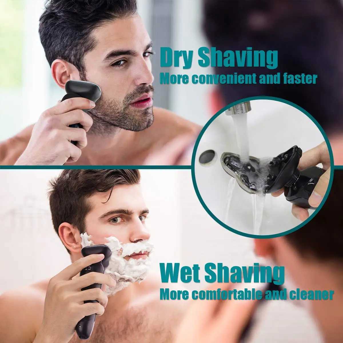 Pritech Mens Electric Shaver Hair Trimmer USB Rechargeable Razor Cordless Clipper Face Waterproof Rotary Beard Nose TrimmerXJ241207
