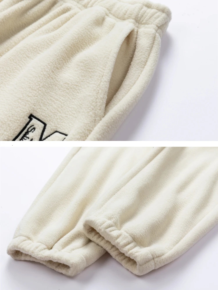 Extra large winter thick warm mens track and field suit polar wool hooded sweatshirt pants 2-piece set sportswear set mens sweat set 241205