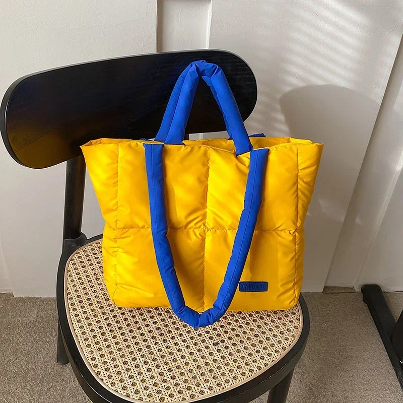 Colorful down womens handbag winter casual portable handbag large capacity shoulder bag Bolsas De Mujer 241205