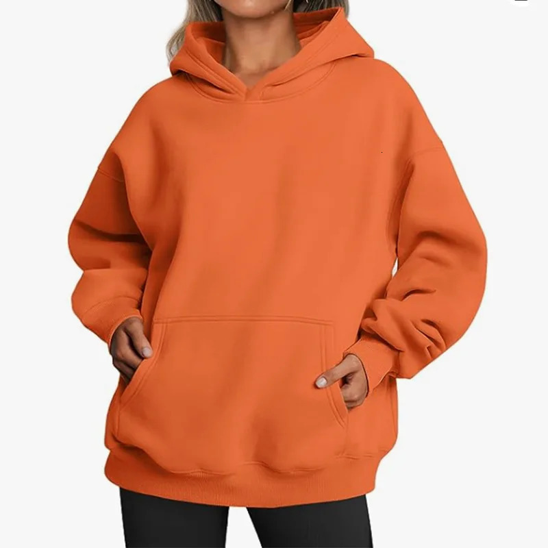 Orange Green Womens Hoodie Oversized Sweatshirt Drawn Long Sleeve Hoodie with Pocket Spring/Autumn Set Casual Clothing 241202