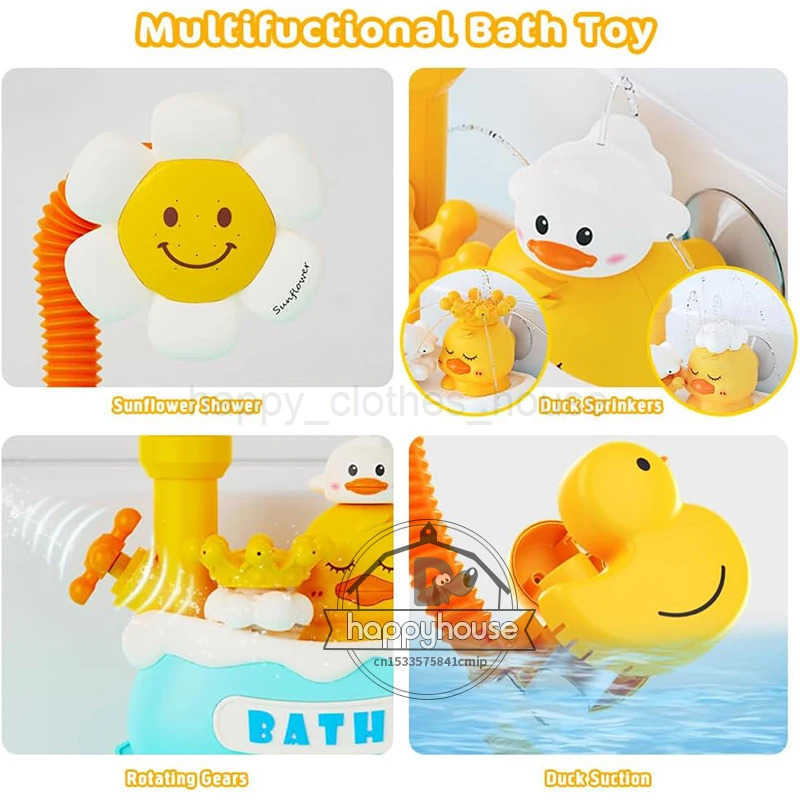 Baby Bath Toys Bath Shower for Toddler 4 in 1 Bathtub Toy with Sunflower Shower 3 Water Spray Sprinkler BathTub Toys for BabyXJ241207