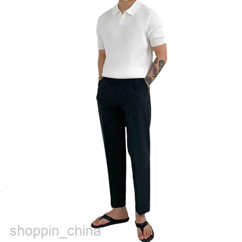 Men's Sweaters Literary and Artistic New 2023 Trendy Polo Shirt Youth Fashion Standard Male Temperament Trendy Five Sleeve Summer