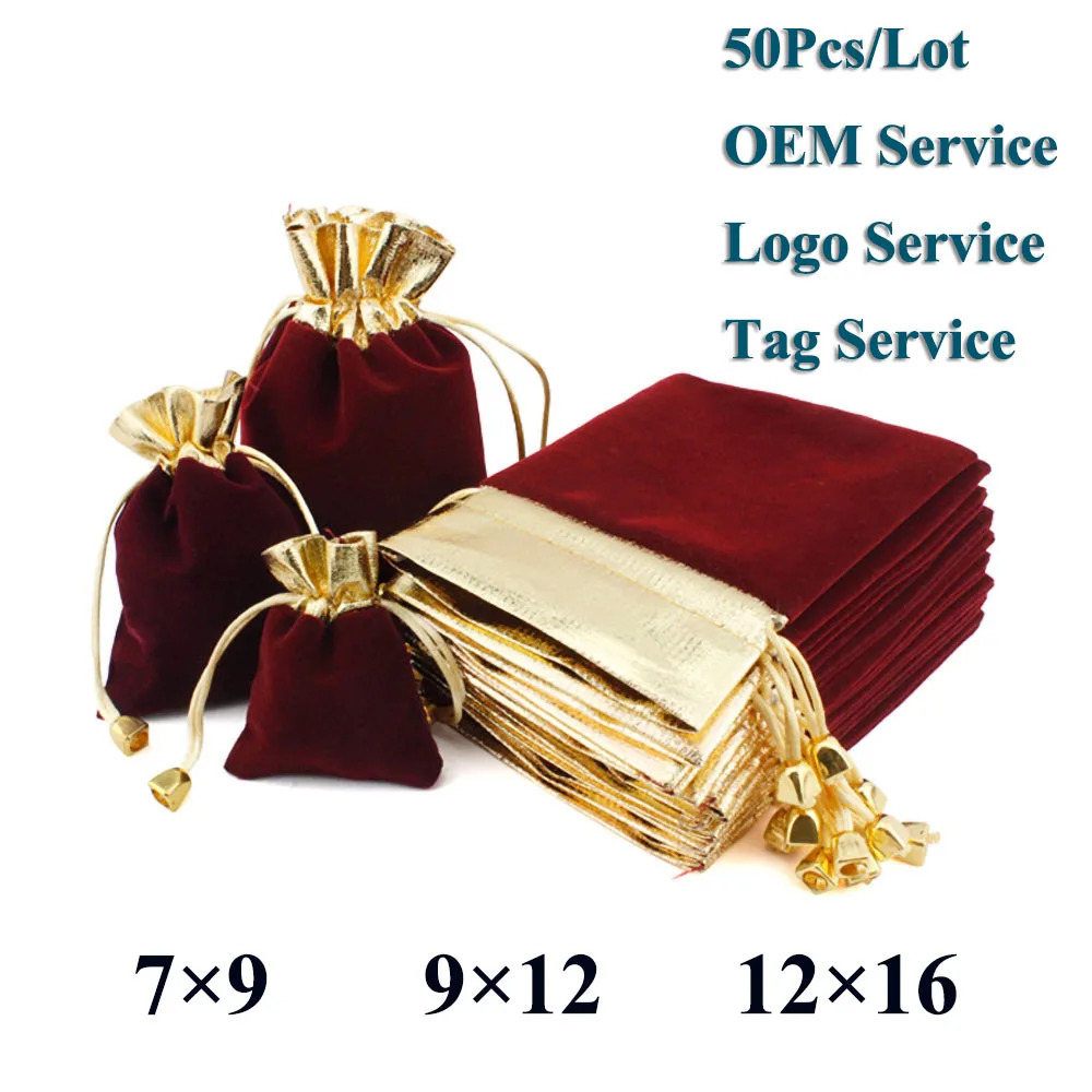 Elegant velvet bag Lint bag flannel jewelry bag Charpie Motarium cotton flannel gold-plated packaging bag 50 pieces/batch 241206