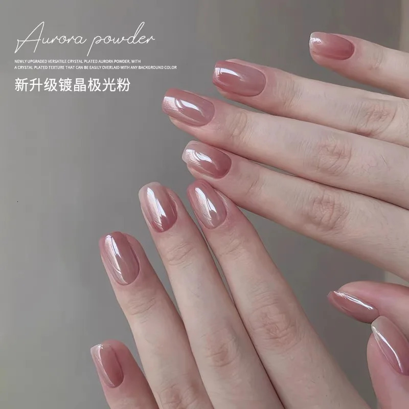1jar Plating Aurora Chrome Nail Powder High-Gloss Moonlight Mirror Fine Glitter Pigment Aurora Pearl Rubbing Dust Chrome Nails 241206