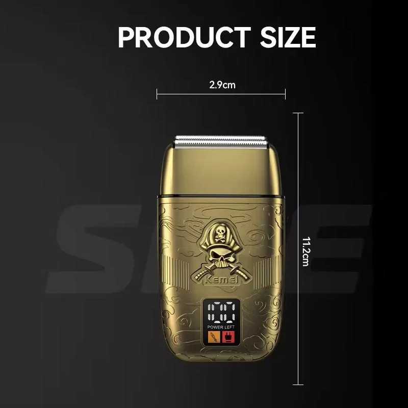 Original Kemei Full Metal Hair Beard Electric Shaver For Men Bald Head Electric Razor Rechargeable Barber Shaving MachineXJ241207