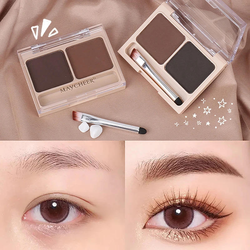 2Color Eyeshadow Powder Makeup Black Brown Coffee Waterproof Eyebrow Powder Eye Shadow Eye Brow Palette with Brush Eyebrow Cream 241206