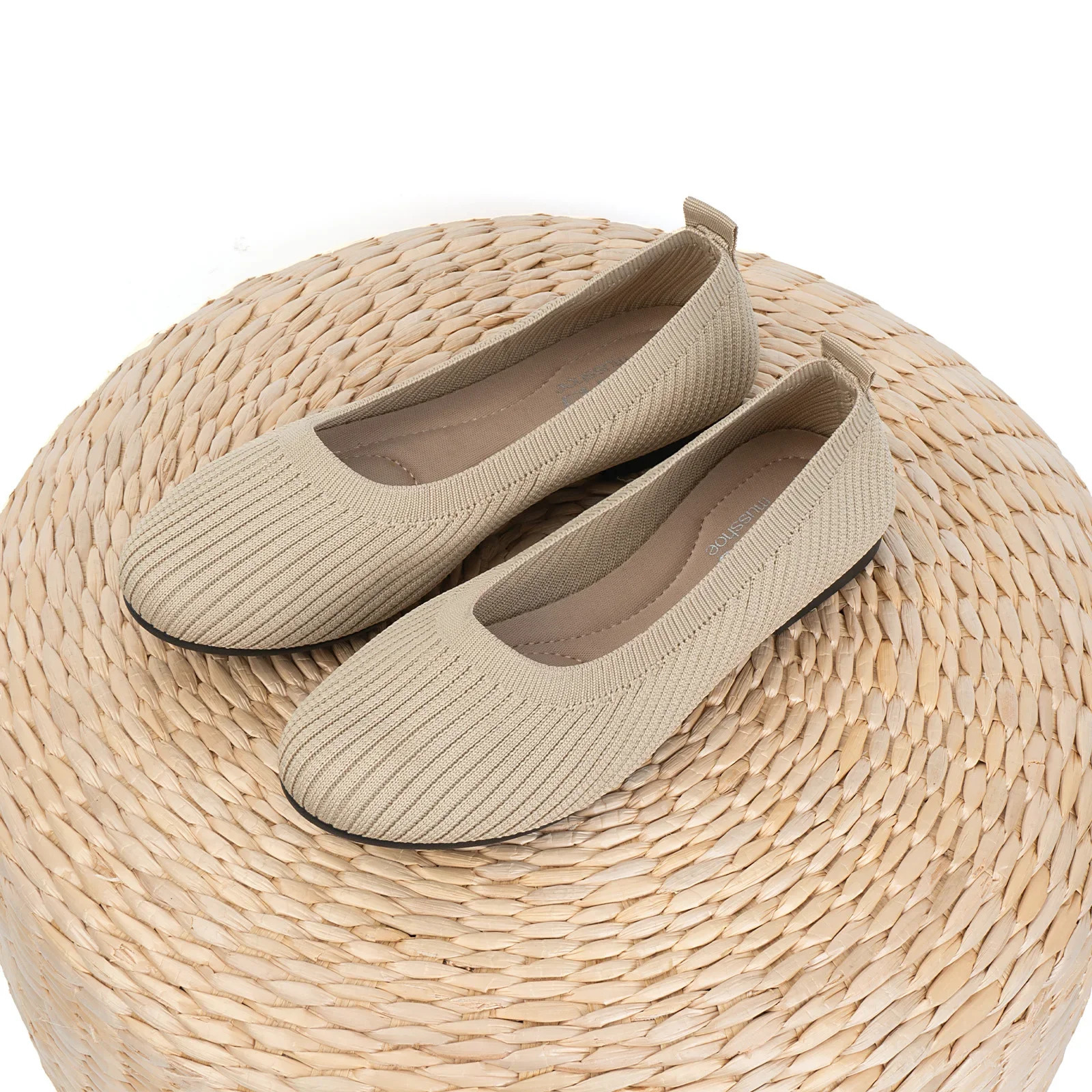 Samilor Knitted Ballet Flat Shoes Round Toe Suitable for Womens Casual Slippers Office Boat Plus Size Moccasins 241206