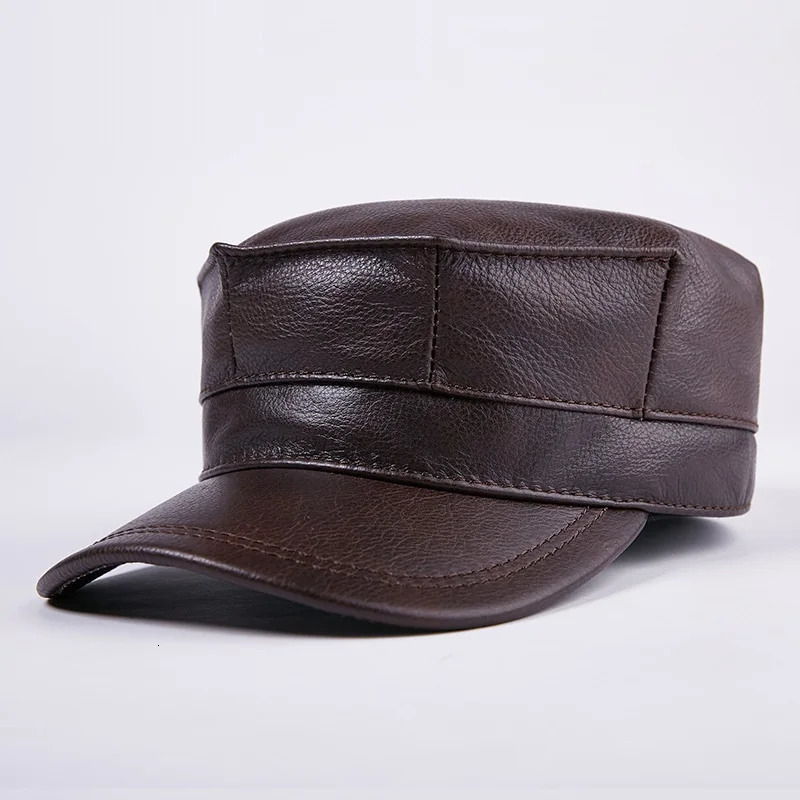 100% genuine leather cap mens baseball cap adult winter warm leather cap adjustable earring cap Years gift B-7202 241206