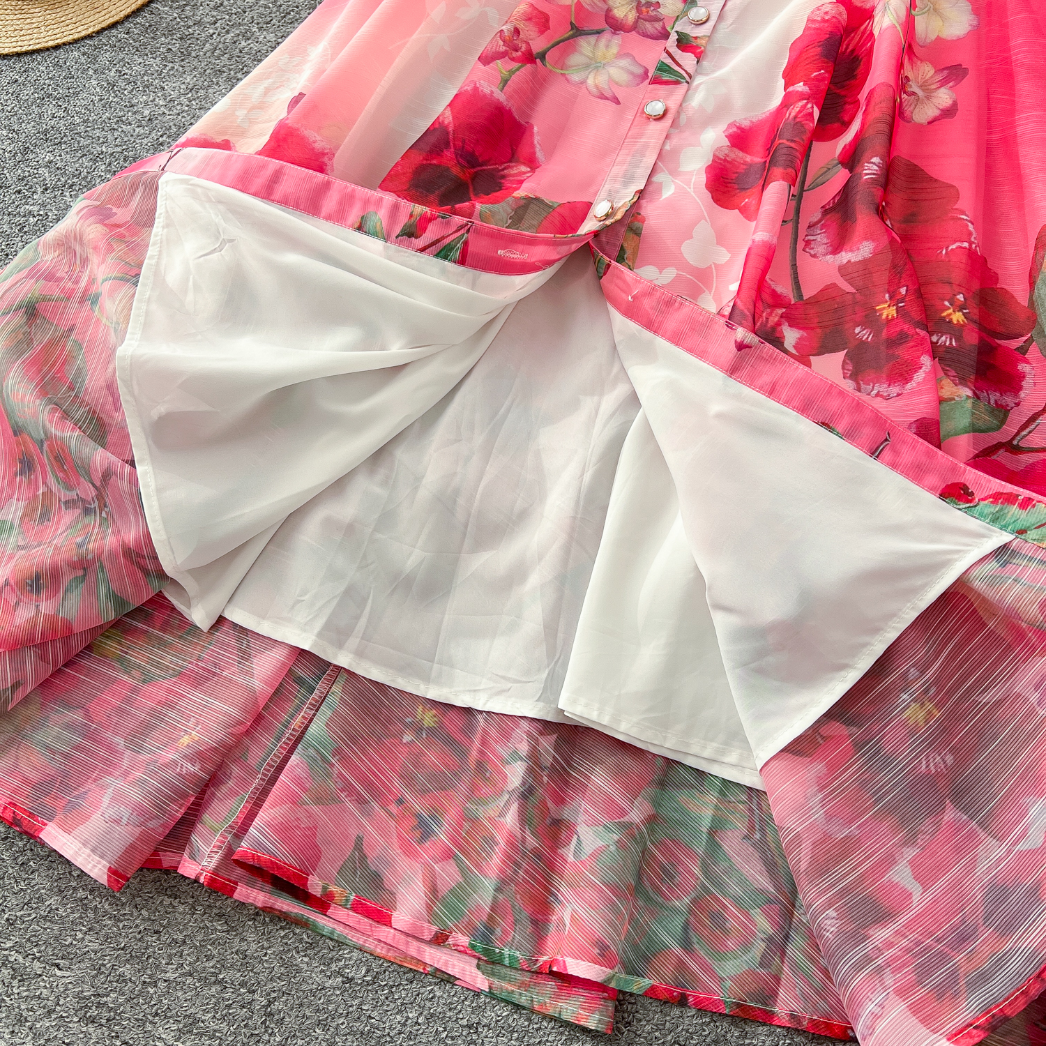 Casual Dresses 2025 Spring Holiday Gorgeous Flower Maxi Dress Women's Long Lantern Sleeve Notched Floral Print Pearl Belt A Line Robe Vestidos