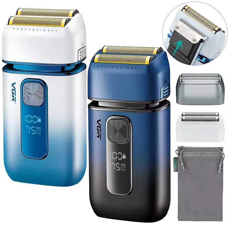 VGR Professional Hair Beard Electric Shaver For Men USB Rechargeable Washable Electric Razor bald head Shaving MachineXJ241207